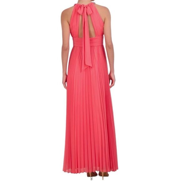 Eliza J NWT Crystal Detail Pleated Gown in Melon Size 14 - Picture 3 of 8